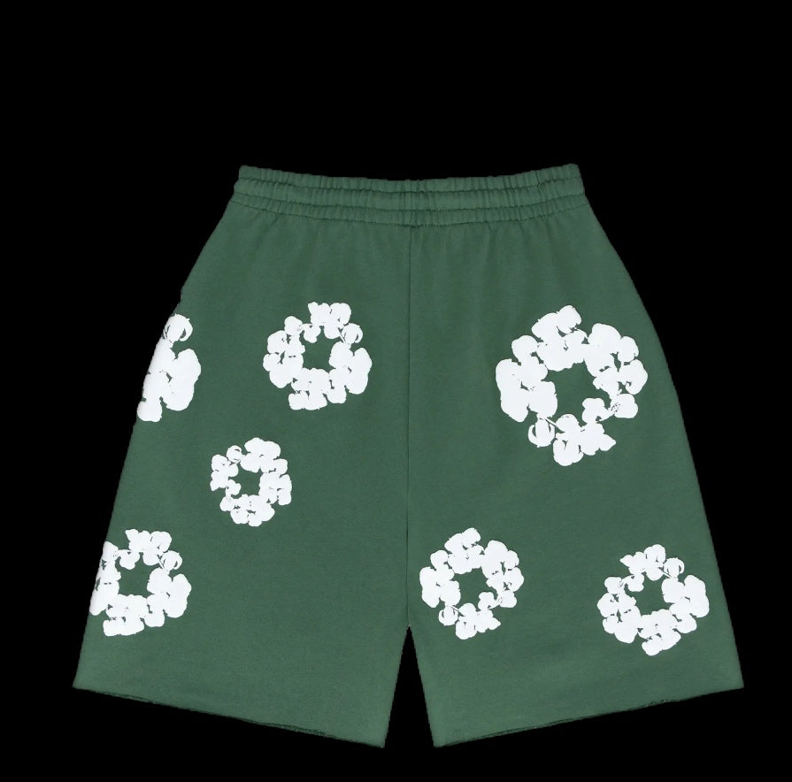 DENIM TEAR SHORTS (GREEN)